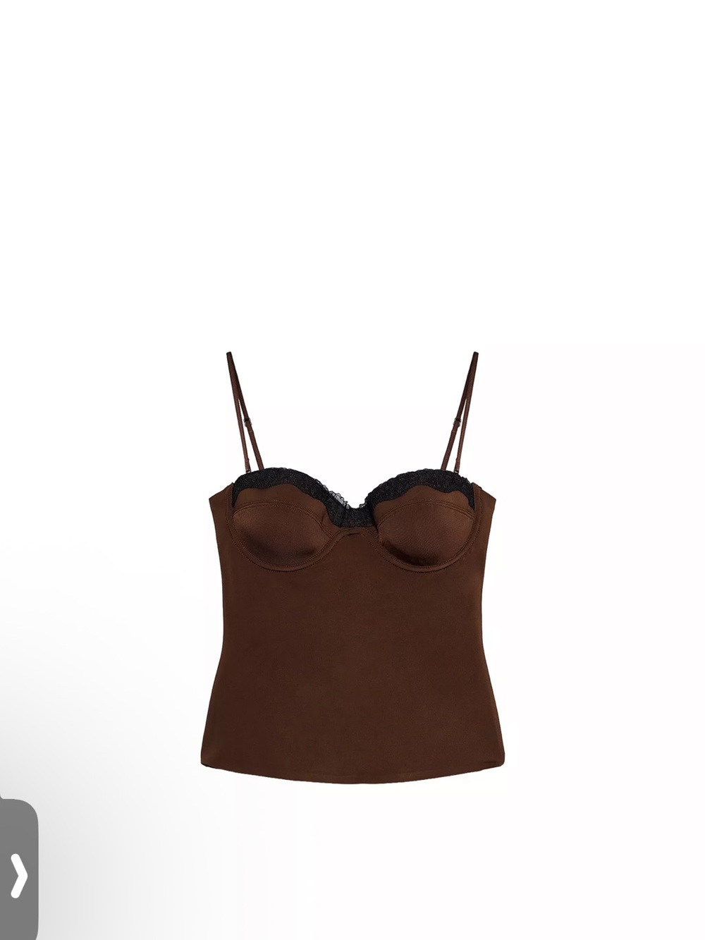 Zara Brown Bustier Top with Black Lace Trim